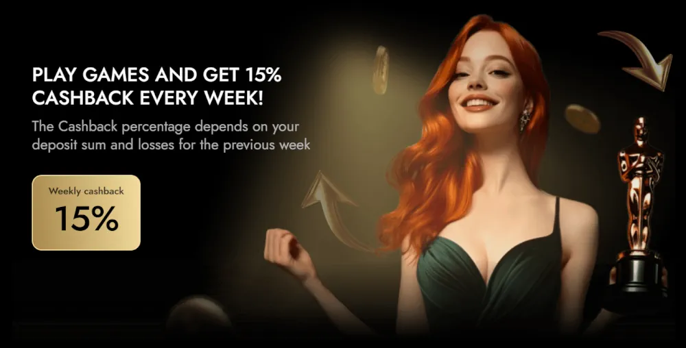 Oscar Spin 15% wekelijkse cashback promotiebanner met Oscarbeeld